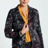 Kleding Cassis | Korte Perfecto In Viscose Met Bloemenmotief Marineblauw