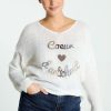 Kleding Cassis | Trui Met Opschrift 'Coeur D'Artichaud' Ecru