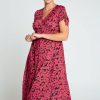 Kleding Cassis | Midi-Jurk Met Grafische Print Fushia