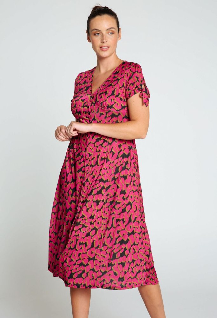 Kleding Cassis | Midi-Jurk Met Grafische Print Fushia