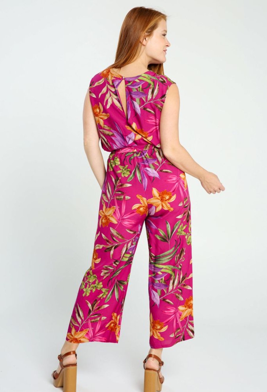 Kleding Cassis | Gebloemde Jumpsuit In Viscose Met Riem Violet