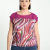 Kleding Cassis | T-Shirt Met Grafische Camouflageprint En Lurex Violet