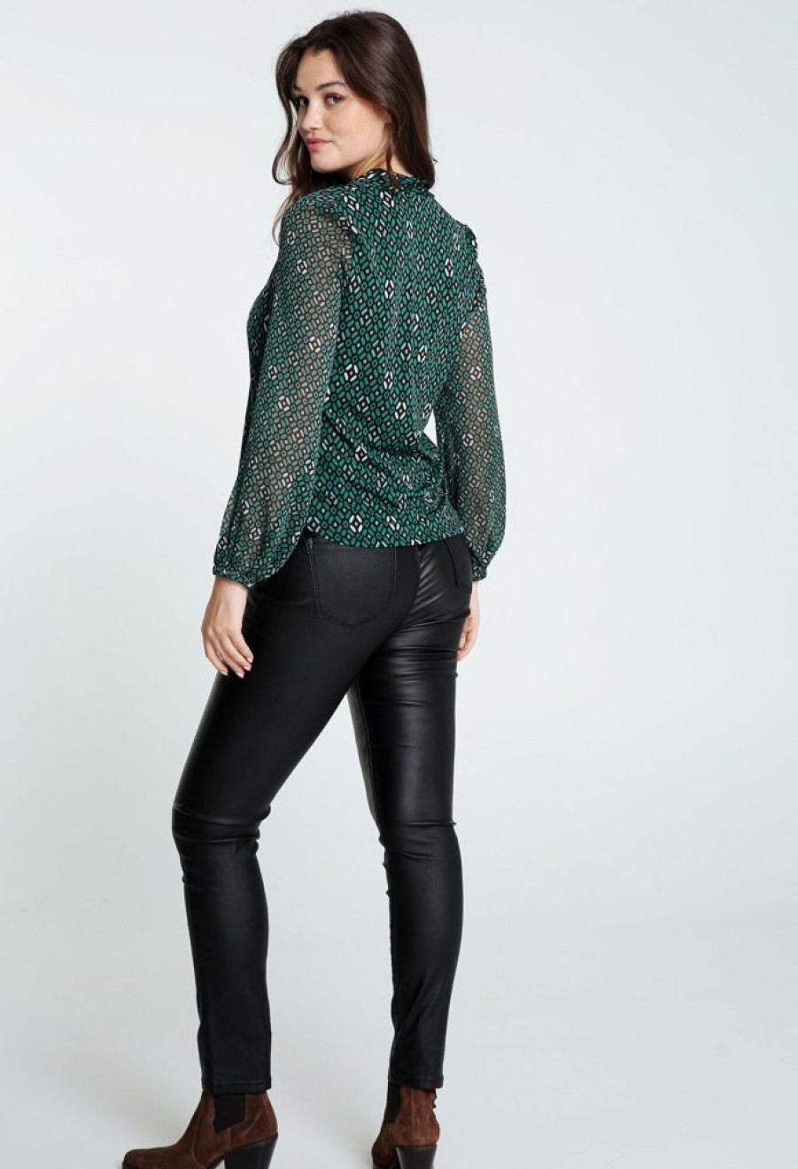 Kleding Cassis | T-Shirt Met Geometrisch Motief Emerald Groen