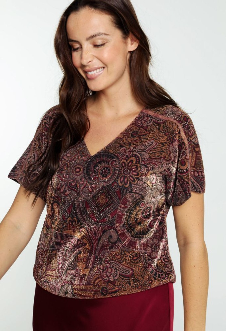 Kleding Cassis | T-Shirt Met Grafische Print Bordeaux