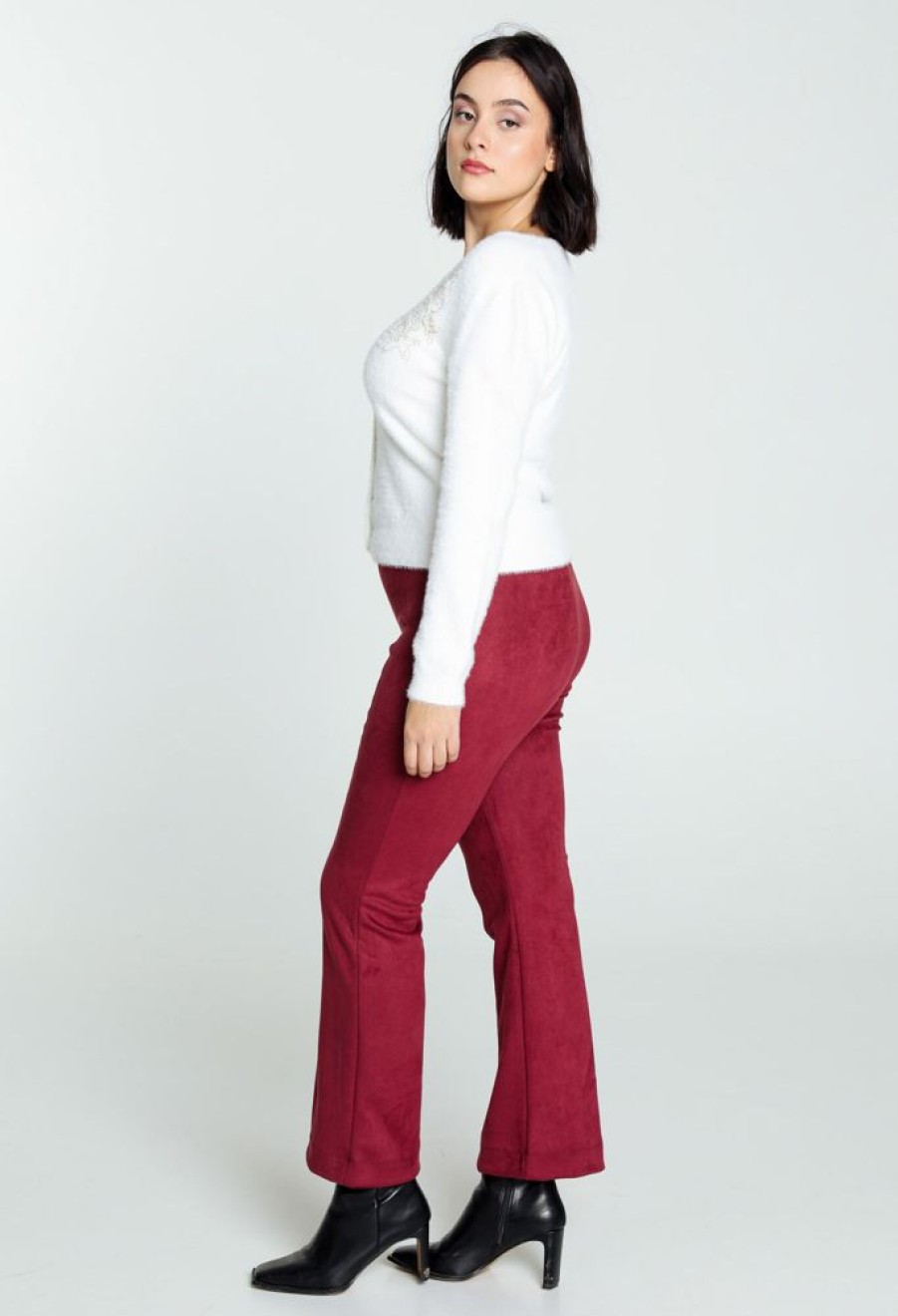 Kleding Cassis | Effen Flared Broek Bordeaux