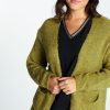 Kleding Cassis | Effen Cardigan In Viscose Met Sjaalkraag En Lurex Pistache