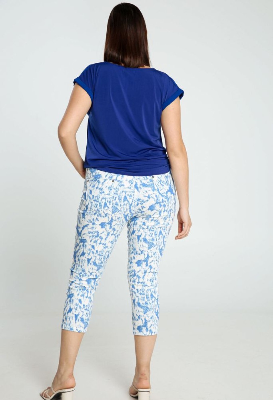 Kleding Cassis | Slim 7/8-Broek Met Tie And Dye-Motief En 5 Zakken Blauw