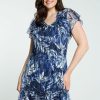 Kleding Cassis | Korte, Kanten Jurk Met Bloemenmotief Bic Blauw