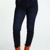 Kleding Cassis | Effen Slim Jeans Met Elastische Taille En Parels Donker Denim