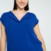 Kleding Cassis | Effen T-Shirt Met Bewerkte Kraag Bic Blauw