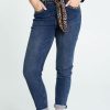 Kleding Cassis | Effen, Rechte Jeans Met Stoffen Riem Met Luipaardmotief Denim