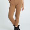 Kleding Cassis | Effen Slim Broek In Viscose Met Riem Camel