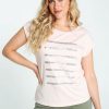 Kleding Cassis | T-Shirt Met Pailletten En Opschrift Roze