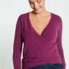 Kleding Cassis | Effen Basic Wikkeltrui In Viscose Aubergine