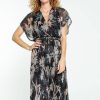 Kleding Cassis | Lange Feestjurk Met Bloemenmotief En Lurex Zwart