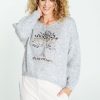 Kleding Cassis | Trui Met Print Van Boom En Opschrift 'La Vie Est Belle' Gris Chine