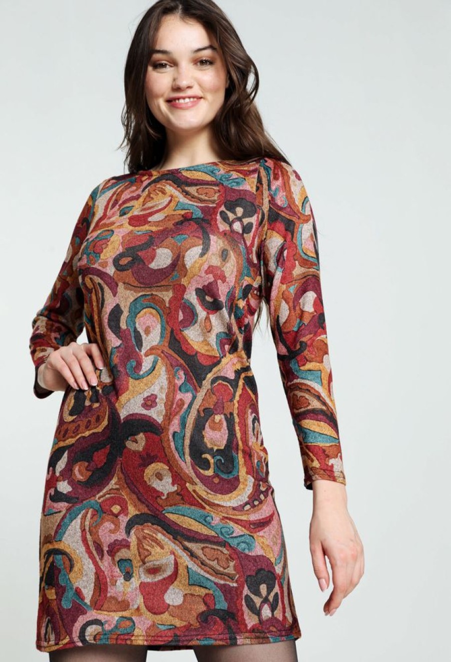 Kleding Cassis | Korte Jurk Met Arabeskmotief Multicolor