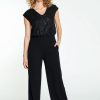 Kleding Cassis | Effen, Mouwloze Jumpsuit In Twee Stoffen Met Lurex Zwart