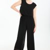 Kleding Cassis | Effen Jumpsuit Met Brede Broekspijpen Zwart