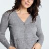 Kleding Cassis | Korte, Effen Cardigan Met Knopen En Details Onderaan Grijs