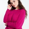 Kleding Cassis | Effen Trui In Viscose Met Zigzag Steekdetail Fushia