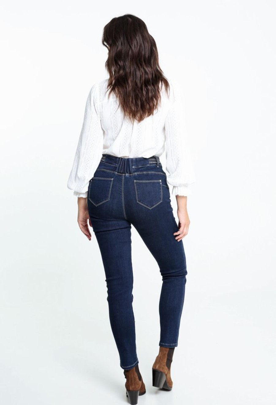 Kleding Cassis | Effen Slim Broek Met 4 Zakken En 1 Knoop Denim