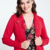 Kleding Cassis | Kort, Effen Jasje In Tencel Met Rits Rood