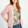 Kleding Cassis | Effen Cardigan Met Zakken Met Mouline Roze