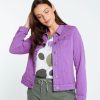 Kleding Cassis | Kort, Effen Jasje Met Knopen En Zakken Violet