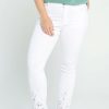 Kleding Cassis | Flared Jeans Met Strass En Kant Onderaan Wit