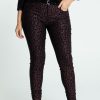 Kleding Cassis | Slim Broek In Viscose Met Luipaardmotief Zwart