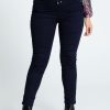 Kleding Cassis | Effen Slim Broek In Katoen Met Elastische Tailleband Denim