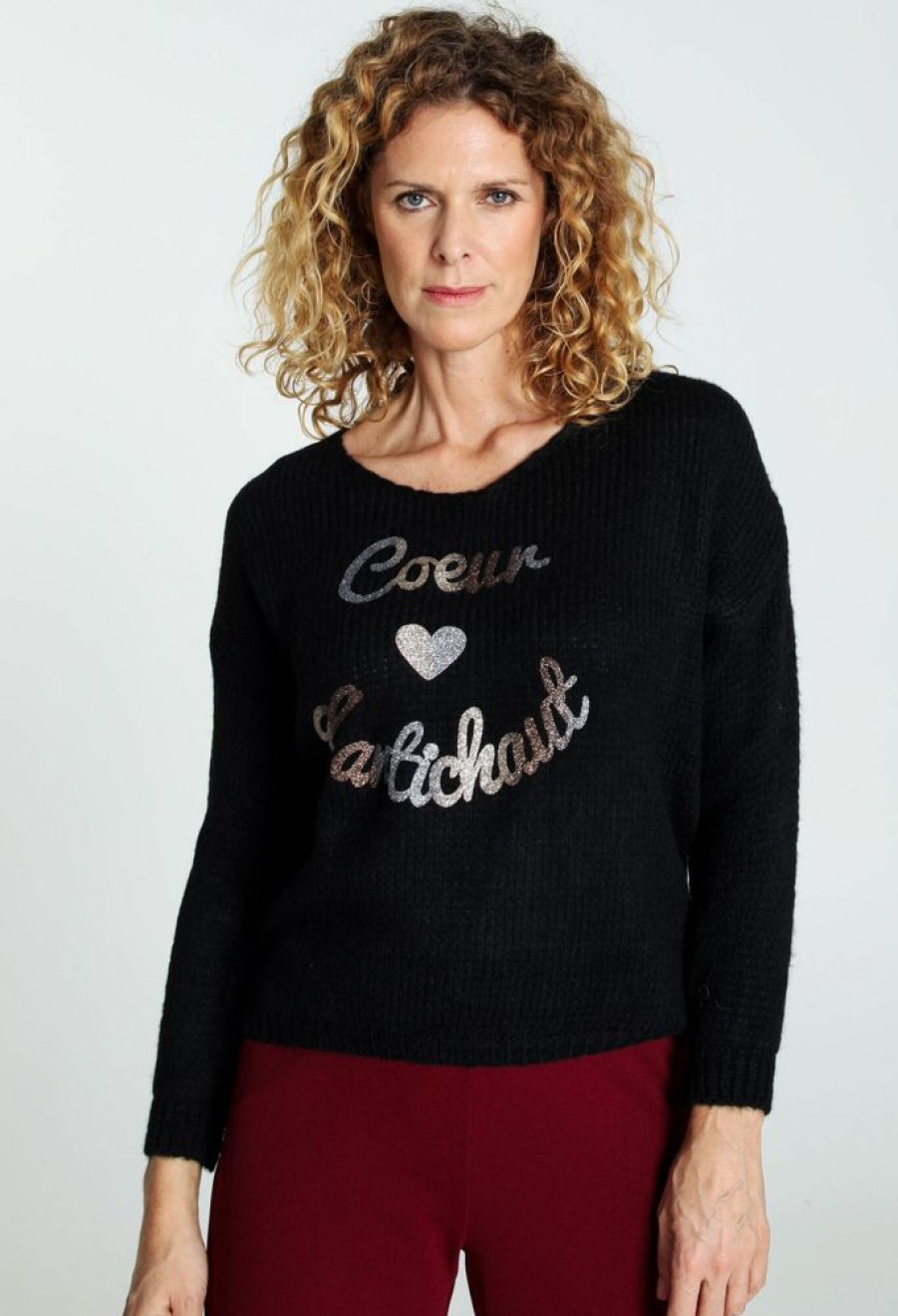 Kleding Cassis | Trui Met Opschrift 'Coeur D'Artichaud' Zwart