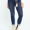 Kleding Cassis | Slim Broek Met Schelpenriem En 5 Zakken Donker Denim