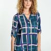 Kleding Cassis | Rechte, Geruite Blouse Emerald Groen