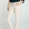 Kleding Cassis | Effen Slim Broek In Fluweel Met Sportband Beige