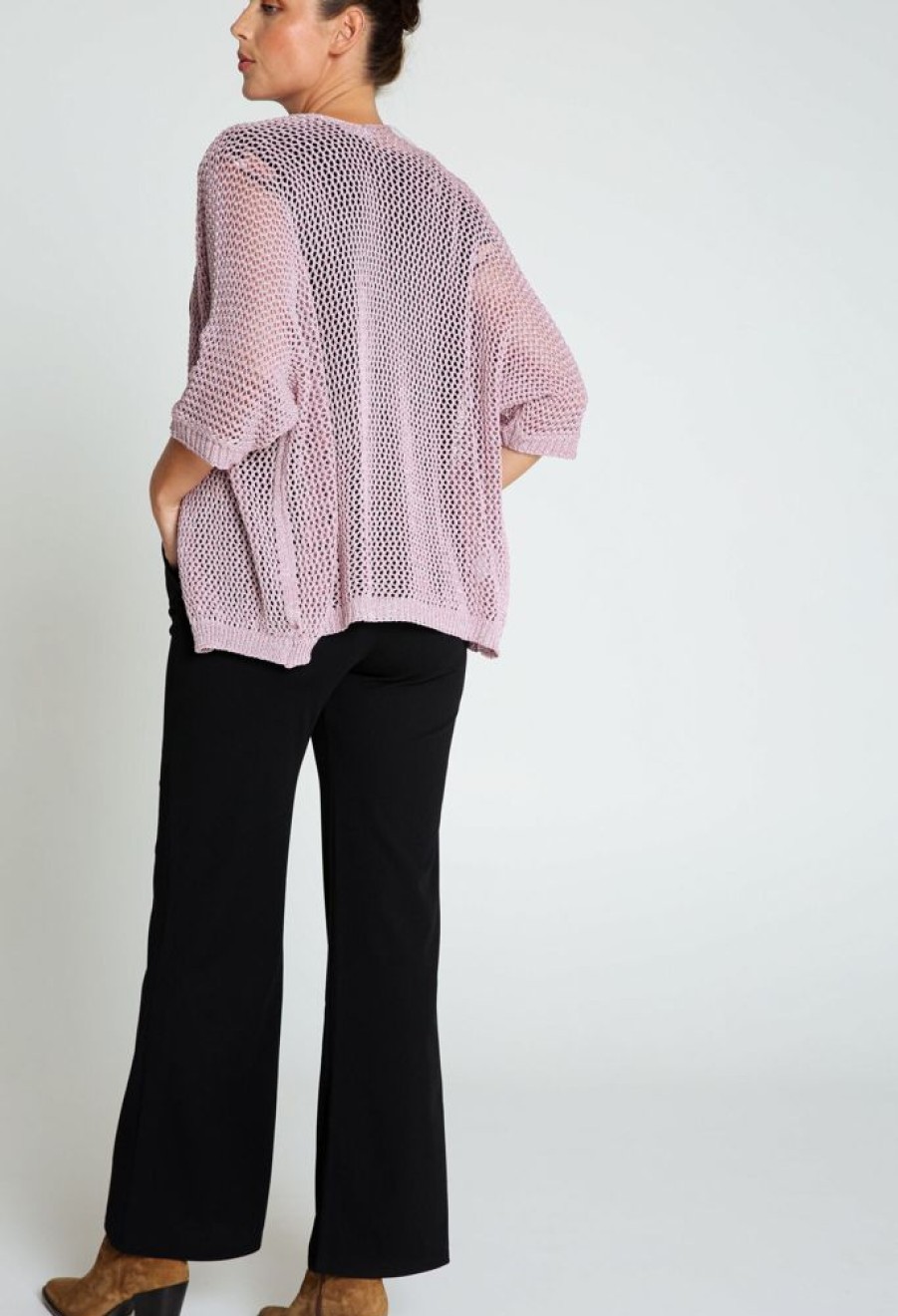 Kleding Cassis | Effen Cardigan In Viscose Met Lurex Lila