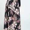 Kleding Cassis | Lange Rok Met Blad- En Bloemenmotief Zwart