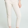 Kleding Cassis | Effen Slim Broek In Viscose Met Weefeffect En Stijve Riem Zand