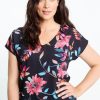 Kleding Cassis | T-Shirt Met Bloemenmotief En Kant Zwart