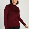 Kleding Cassis | Effen T-Shirt Met Rolkraag Bordeaux