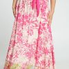 Kleding Cassis | Lange Rok In Viscose Met Bloemenprint Roze