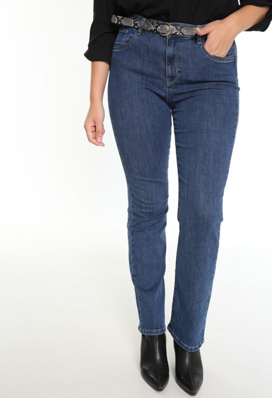 Kleding Cassis | Flared Broek Met Riem Denim