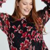 Kleding Cassis | Blouse Bedrukt Met Klimmende Bloemen En Lurex Framboos