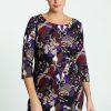 Kleding Cassis | Korte Jurk Met Arabeskmotief Violet