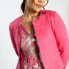 Kleding Cassis | Kort, Effen Jasje Met Decoratieve Rits En Daimlook Fushia