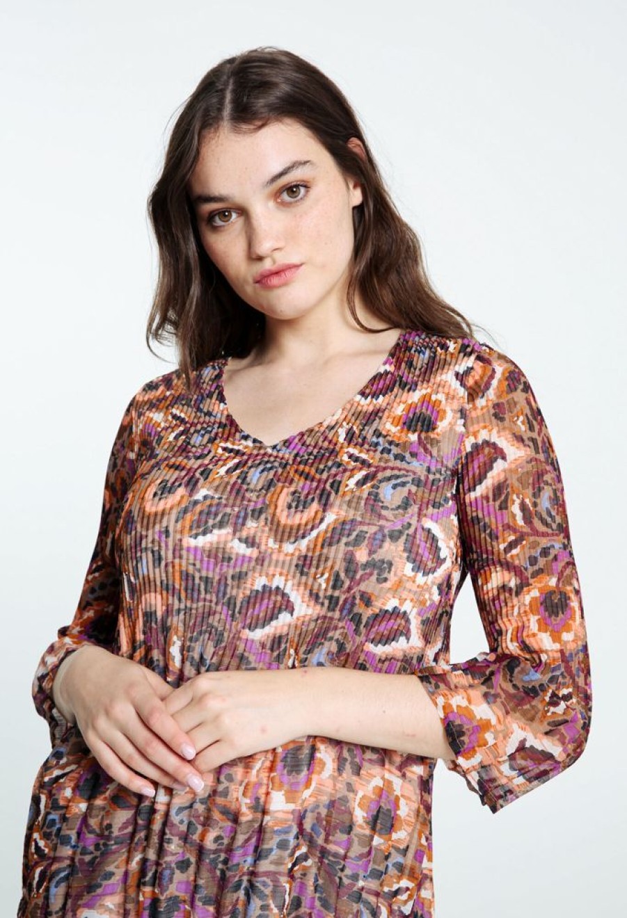 Kleding Cassis | Plisseblouse Met Kasjmierprint Violet