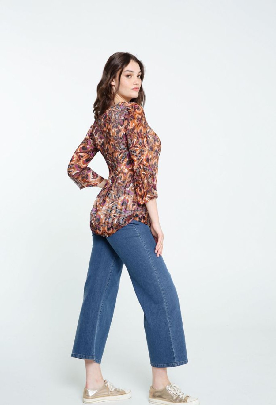 Kleding Cassis | Plisseblouse Met Kasjmierprint Violet