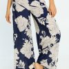 Kleding Cassis | Kick-Flare Broek In Viscose Met Japanse Bloemenprint Marineblauw