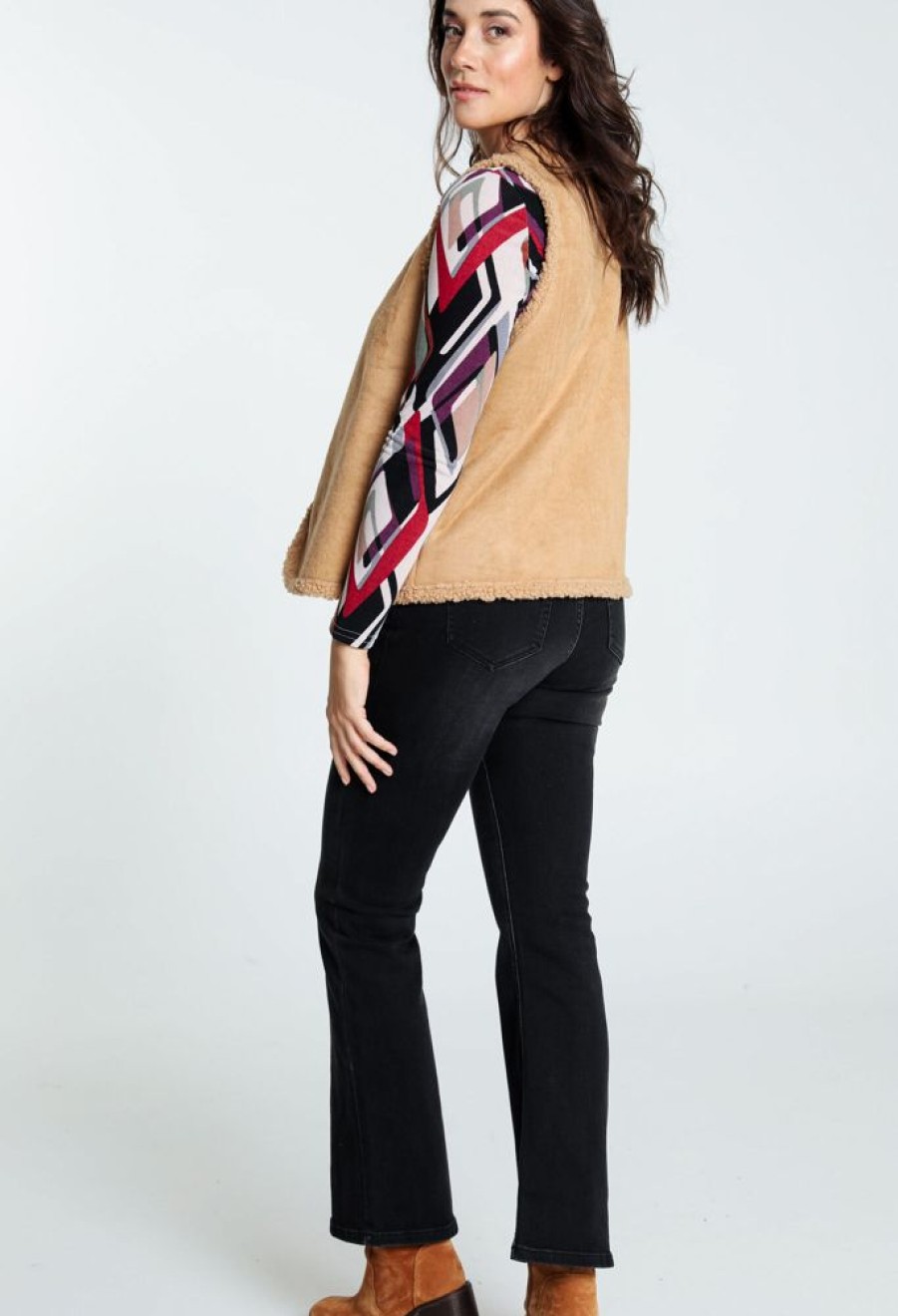 Kleding Cassis | Effen Cardigan Met Sjaalkraag Camel